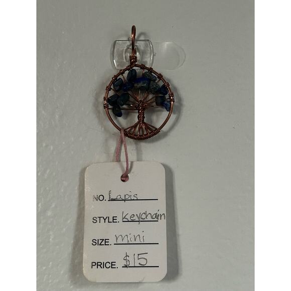 Handmade Copper and Serpentine Crystal Tree of life 3.5x2” Wall Decor - Picture 2 of 5